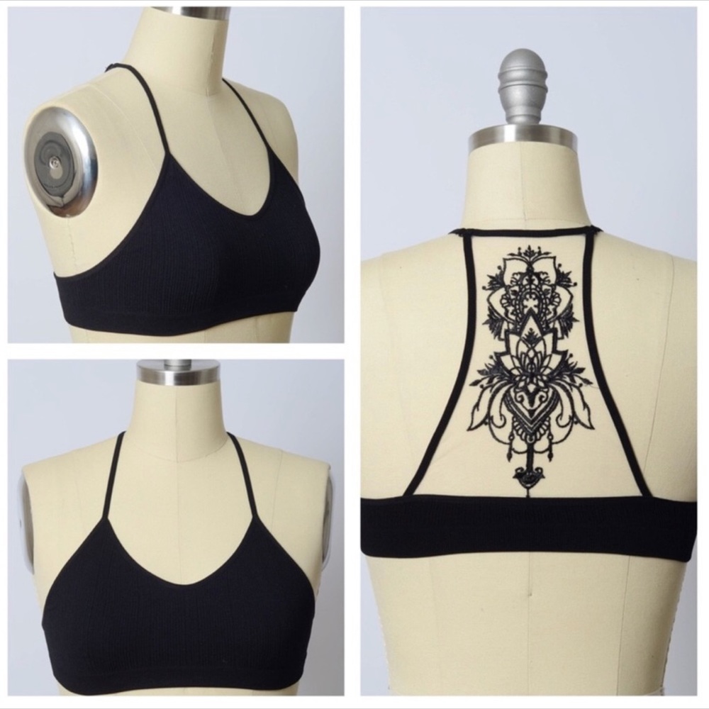 🔥BESTSELLER🔥Black tattoo mesh bralette - Picture 3 of 15
